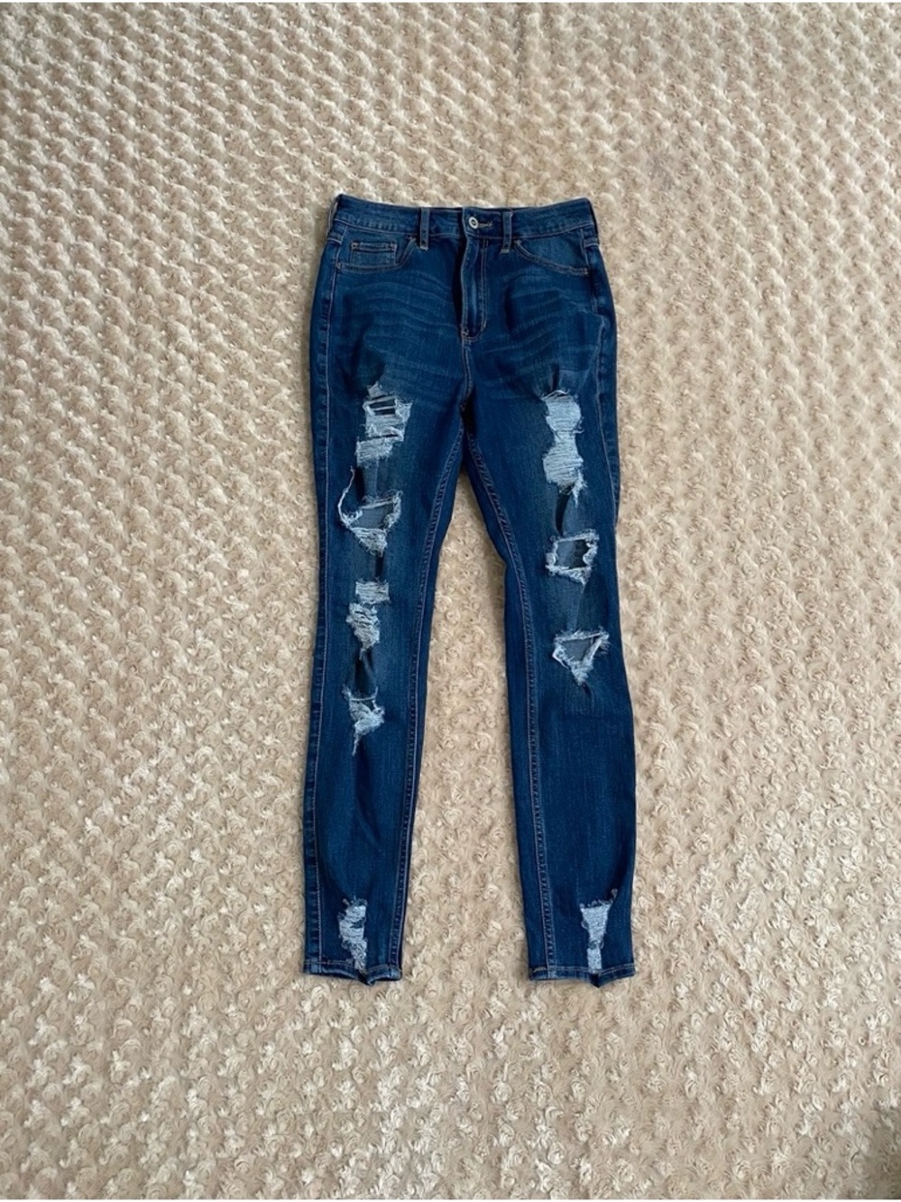 Hollister Distressed Dark Blue Skinny Jeans
